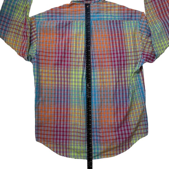 Vtg Tommy Hilfiger Rainbow Plaid Checkered Button‎ Down Dress Shirt Mens XL 90s - Picture 10 of 10
